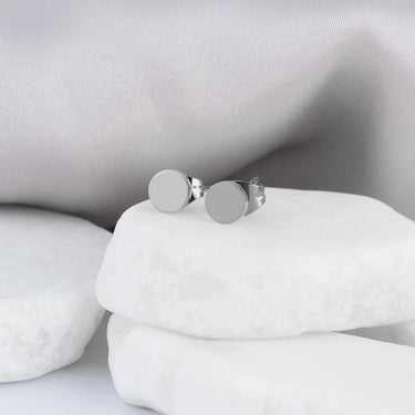 18K Gold PVD Stainless Steel Round Stud Earrings -silver studio