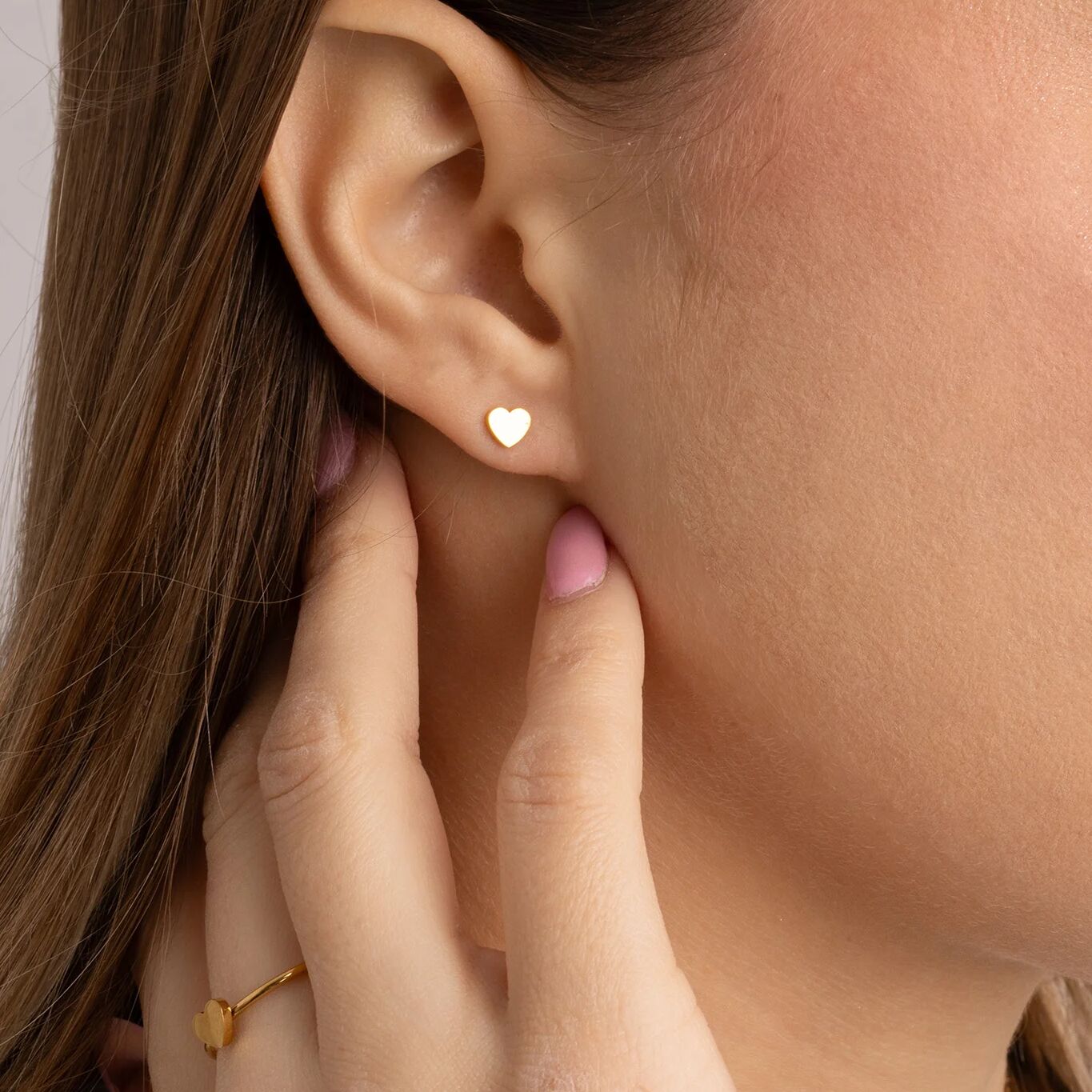 18K 골드 PVD 스테인레스 스틸 하트 스터드 이어링/ERJ0056