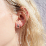 Stainless Steel Bow Earrings Layered Look