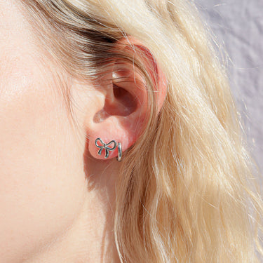 Stainless Steel Bow Earrings Layered Look