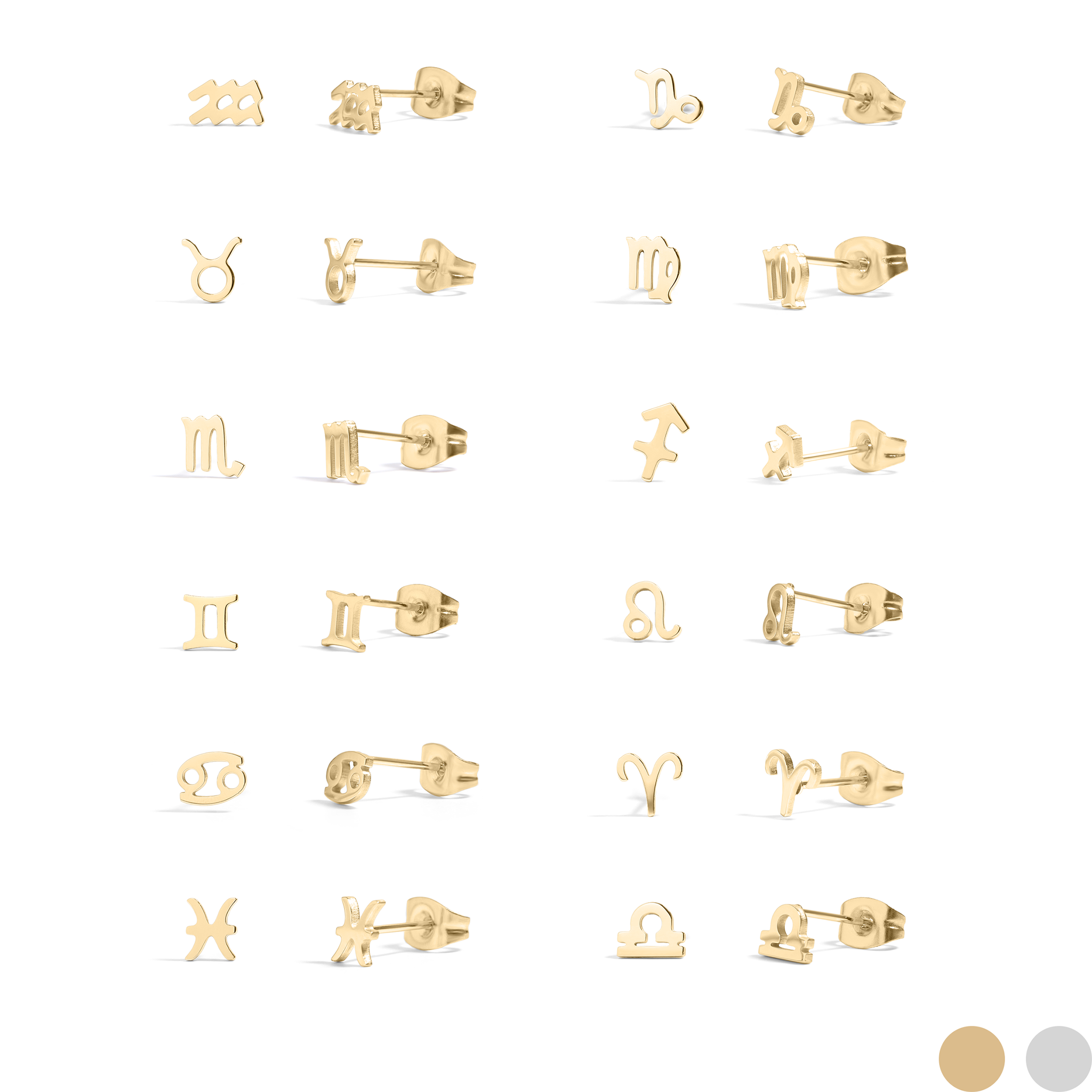 Zodiac Stud Earrings Group Shot