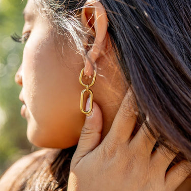 18K Gold PVD Stainless Steel Convertible Huggie Earrings / ERJ0062