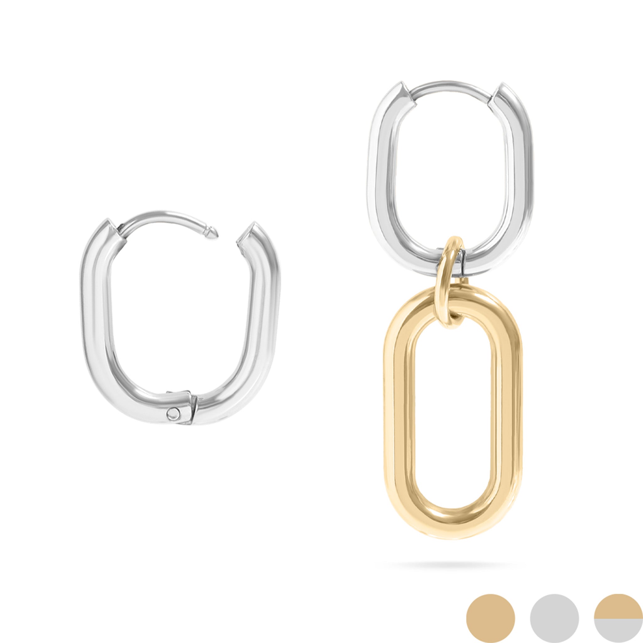 18K Gold PVD Stainless Steel Convertible Huggie Earrings / ERJ0062