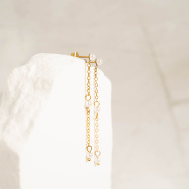 18K Gold PVD Stainless Steel Pearl Dangle Earrings / ERJ0063
