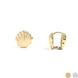 18K Gold PVD Stainless Steel Shell Huggies Earrings- gold main 