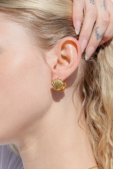 Huggie Shell earrings in gold 