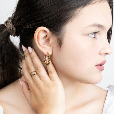 14K Gold Filled PLUS Circle Ball Hoop Earrings- model 