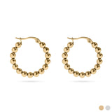 Wholesale jewelry 18K Gold PVD Stainless Steel Circle Ball Hoop Earrings - gold main 