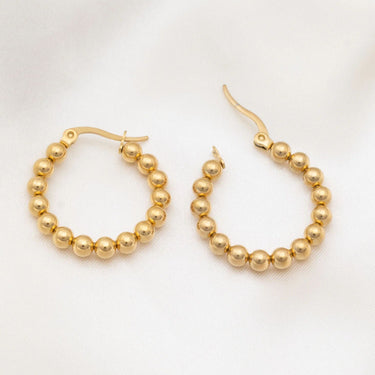 Wholesale jewelry 18K Gold PVD Stainless Steel Circle Ball Hoop Earrings - gold stainless 