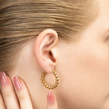 Wholesale jewelry 18K Gold PVD Stainless Steel Circle Ball Hoop Earrings - gold model 
