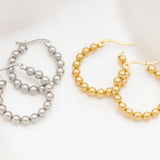 Wholesale jewelry 18K Gold PVD Stainless Steel Circle Ball Hoop Earrings - stainless and gold studio 