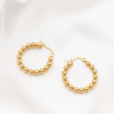 Wholesale jewelry 18K Gold PVD Stainless Steel Circle Ball Hoop Earrings - gold main 