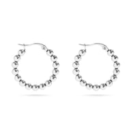 Wholesale jewelry 18K Gold PVD Stainless Steel Circle Ball Hoop Earrings - stainless main 