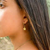 18K Gold PVD Stainless Steel Star Huggie Earrings / ERJ0070