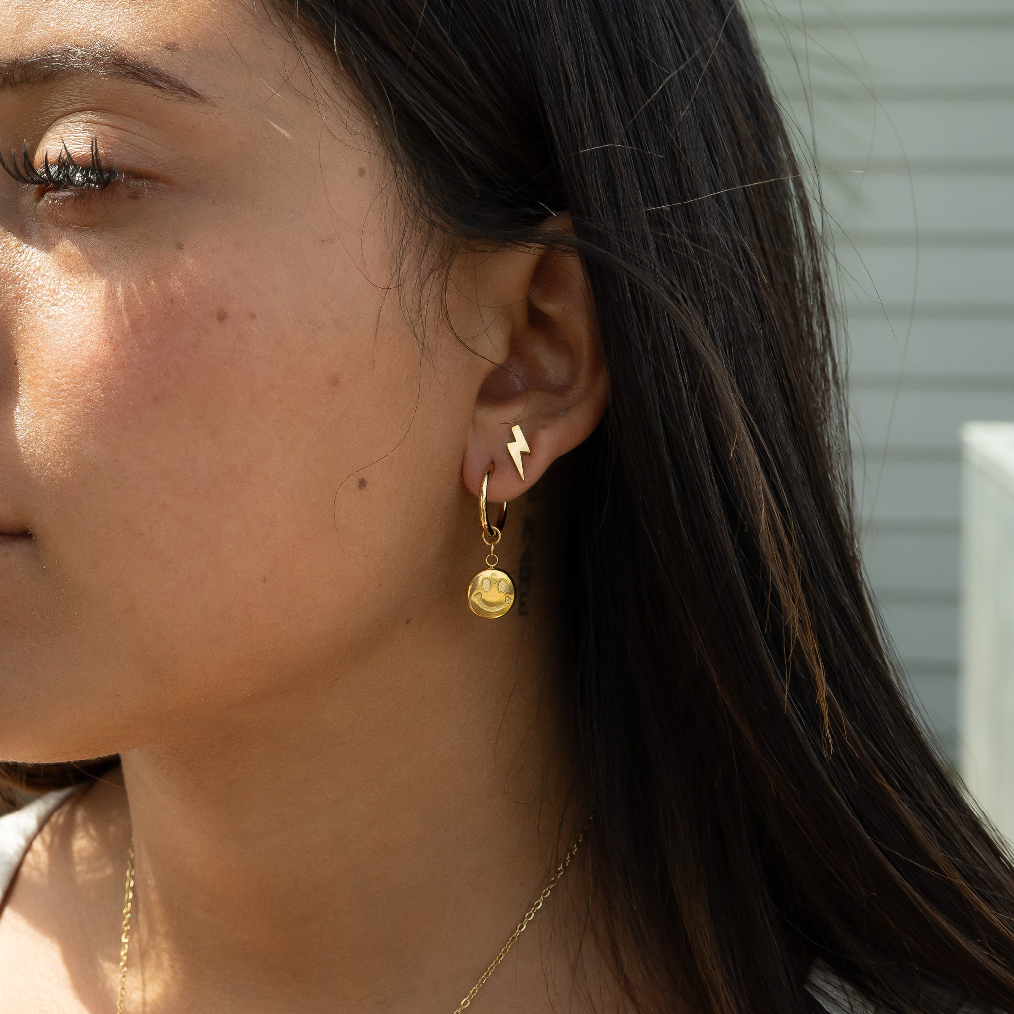 Smiley Face Huggie Earrings