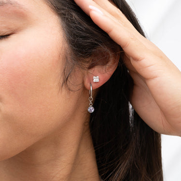 Stainless Steel Birthstone Huggie Earrings