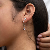 Stainless Steel Birthstone Huggie Earrings