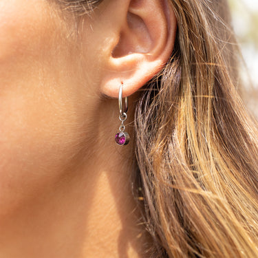 Stainless Steel Birthstone Huggie Earrings