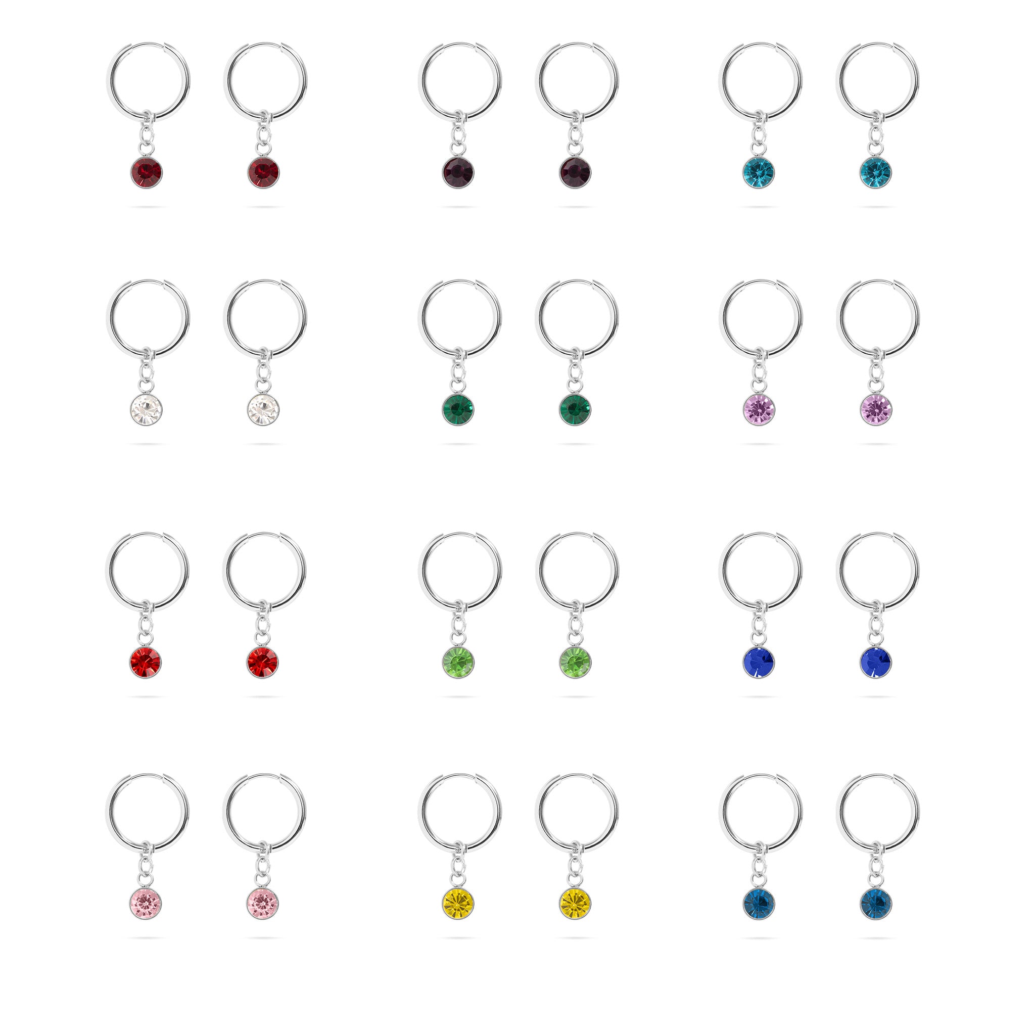 Stainless Steel Birthstone Huggie Earrings / ERJ0073