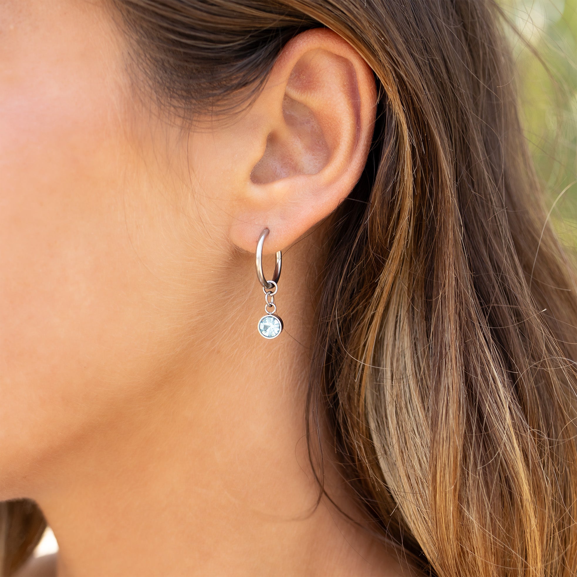 Stainless Steel Birthstone Huggie Earrings