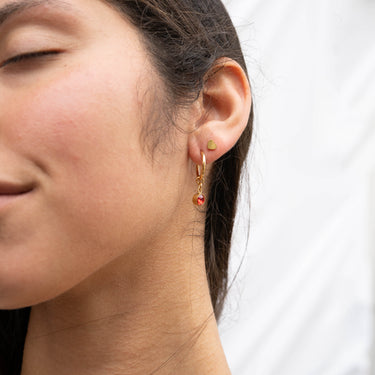 18K Gold PVD Birthstone Huggie Earring