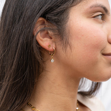 18K Gold PVD Birthstone Huggie Earring