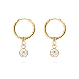18K Gold PVD Birthstone Huggie Earring