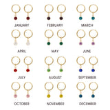 18K Gold PVD Birthstone Huggie Earring