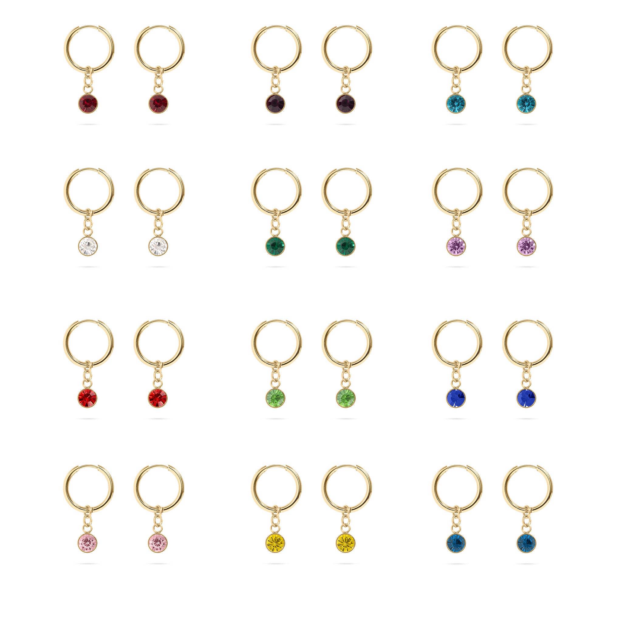 18K Gold PVD Birthstone Huggie Earring