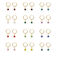 18K Gold PVD Birthstone Huggie Earring