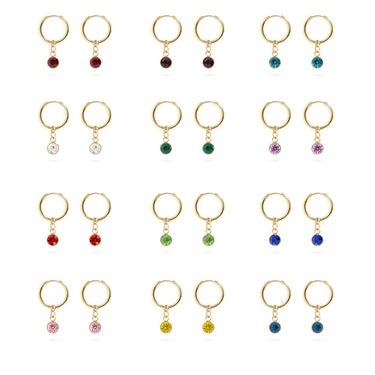 18K Gold PVD Birthstone Huggie Earring