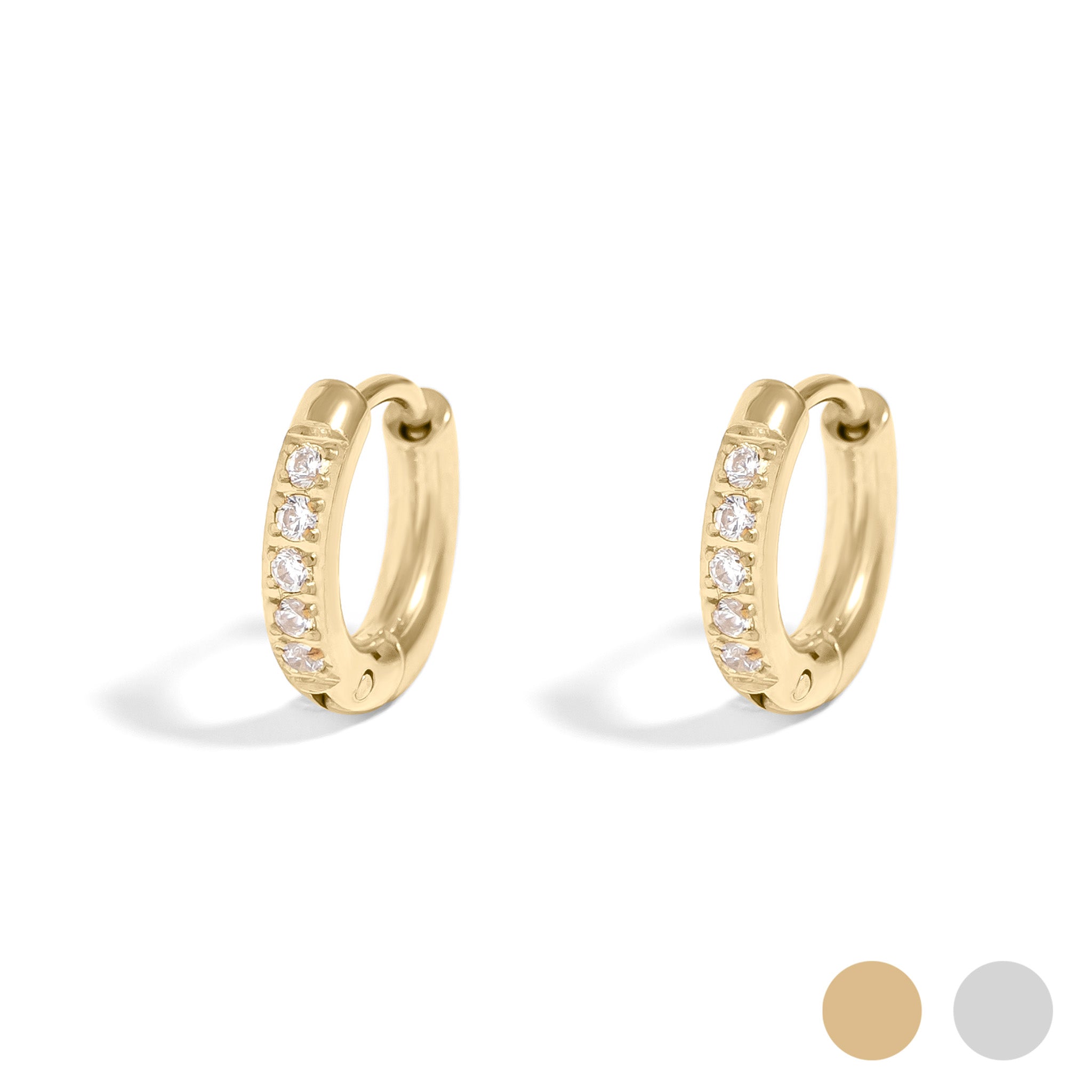 Stainless Steel CZ Stone Huggie Earrings