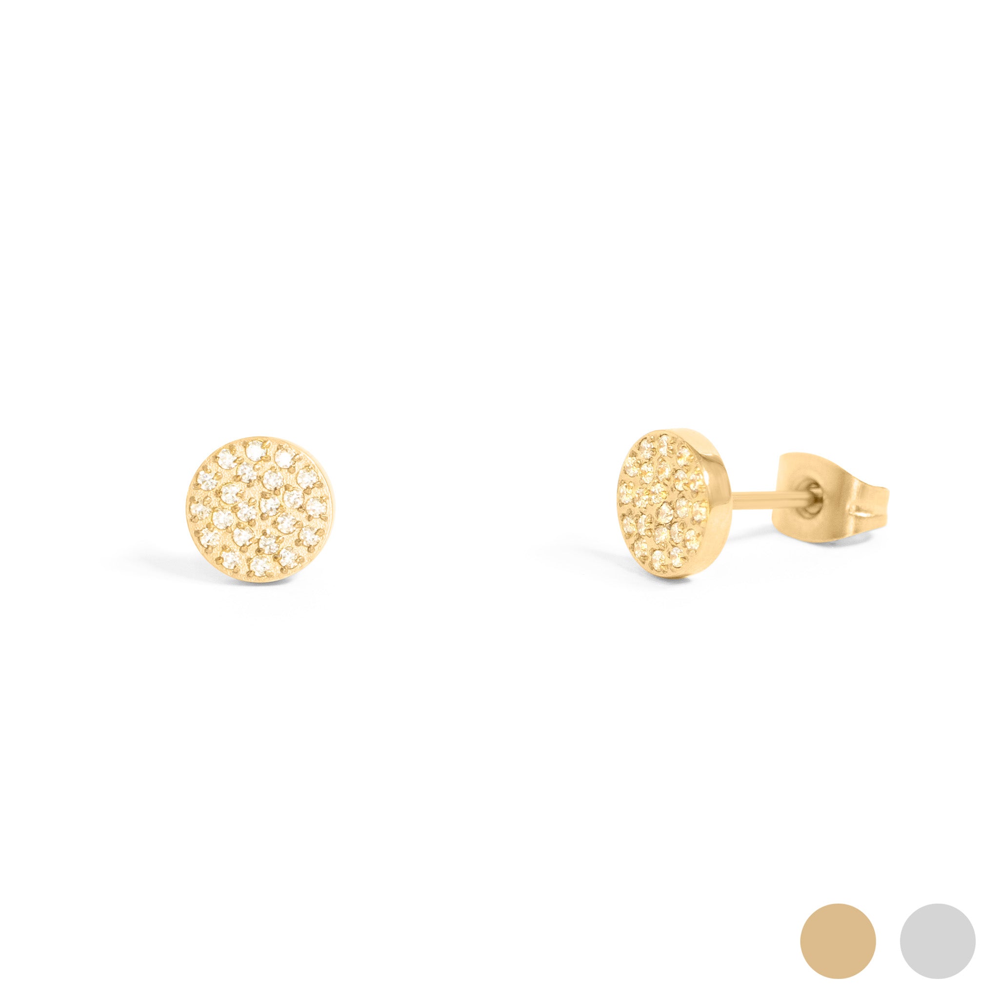 Stainless Steel Round Stud with Pave Stones