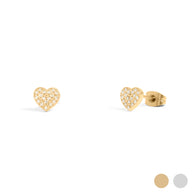Stainless Steel Heart Stud with Pave Stones