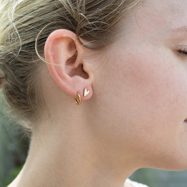 Stainless Steel White Enamel Heart Studs