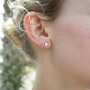 Stainless Steel White Enamel Heart Studs