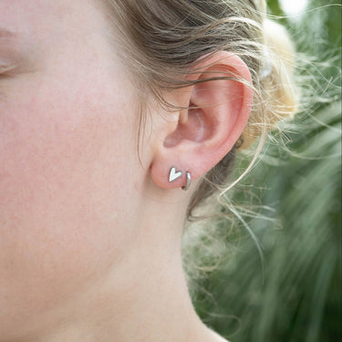 Stainless Steel White Enamel Heart Studs