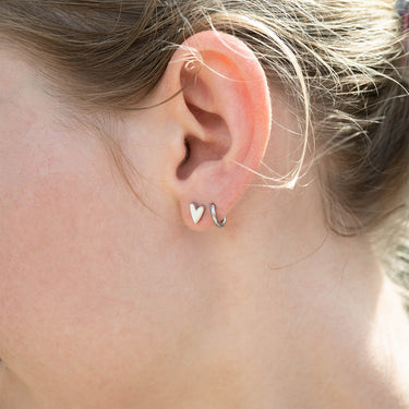 Stainless Steel White Enamel Heart Studs