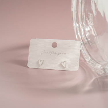 Stainless Steel White Enamel Heart Studs