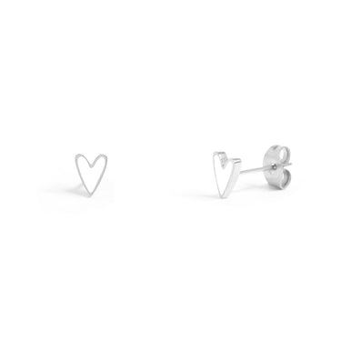 Stainless Steel White Enamel Heart Studs