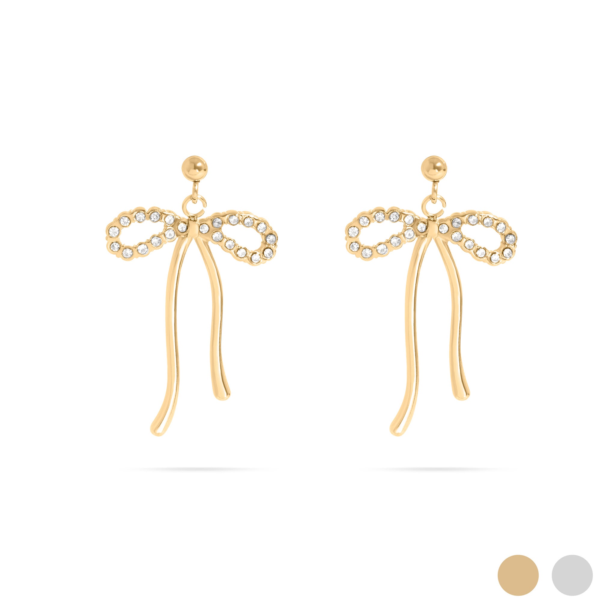 Ribbon Bow with Stones Earrings
