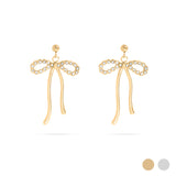 Ribbon Bow with Stones Earrings