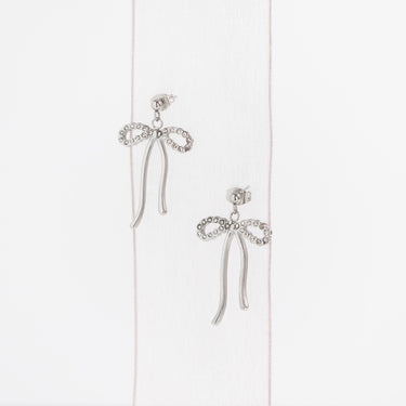 Ribbon Bow with Stones Earrings
