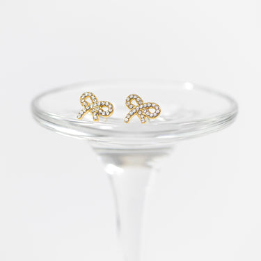 CZ Stone Bow Stud Earrings