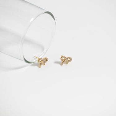 CZ Stone Bow Stud Earrings