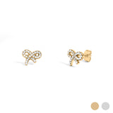 CZ Stone Bow Stud Earrings