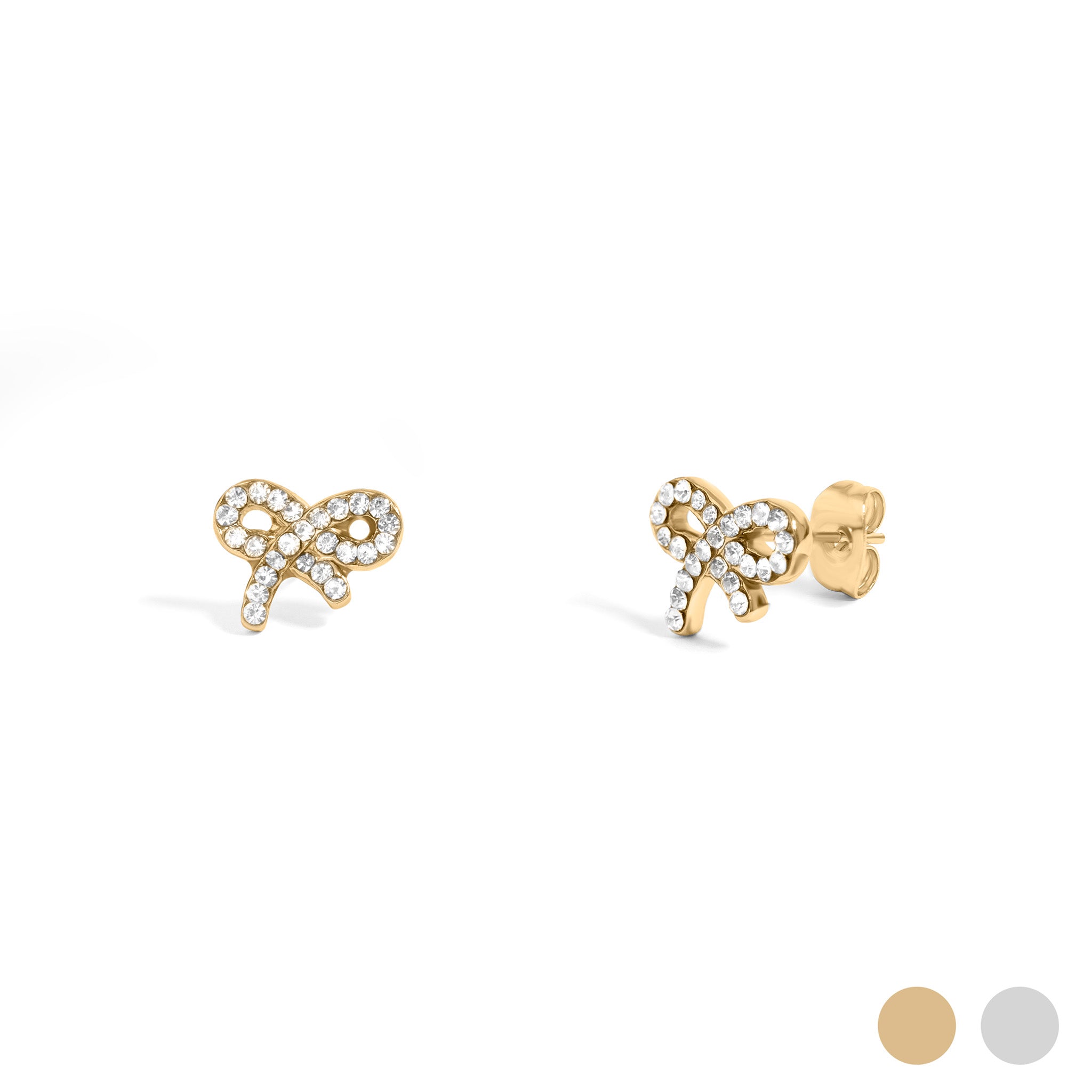 CZ Stone Bow Stud Earrings