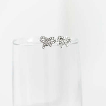 CZ Stone Bow Stud Earrings