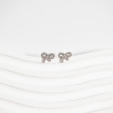 CZ Stone Bow Stud Earrings