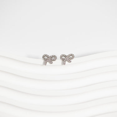 CZ Stone Bow Stud Earrings